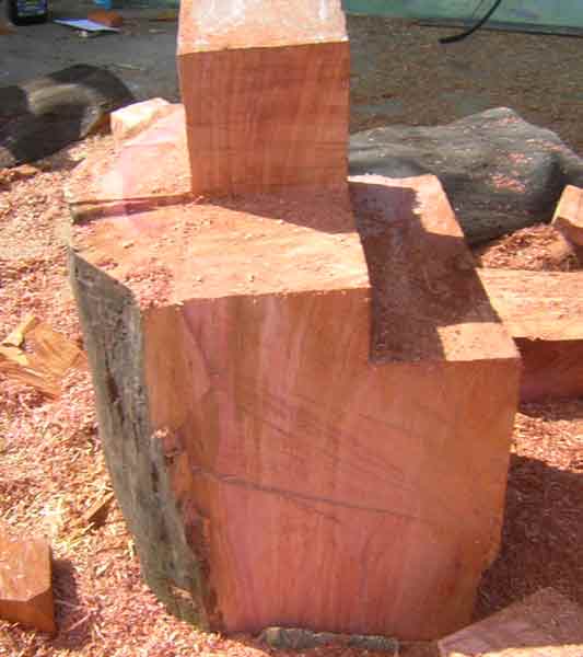 une bille de bois dégrossie pour une sculpture