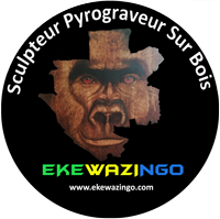 logo ekewazingo carte du gabon avec une tète de gorille